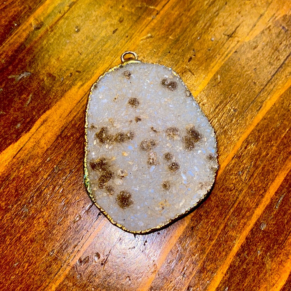 Druzy pendant with gold Vermeil